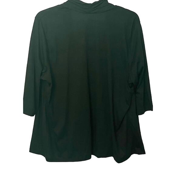 WHITE STAG 3/4 SLV OPEN-FRONT BLOUSE WITH TANK, WOMENS, 3X, BLACK W/WHITE FLORAL - Picture 4 of 10